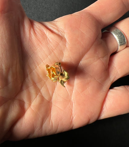 Tiny 2cm Vintage Gold Rose Brooch