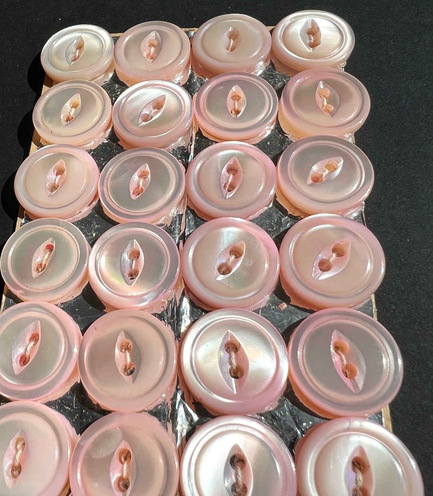 6 or 24 Shimmery Pale Pink 1.3 or 1.5cm Vintage Mother of Pearl Buttons