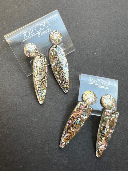 Genuine 1980s Glittery Perspex Earrings - Perfect for The Disco