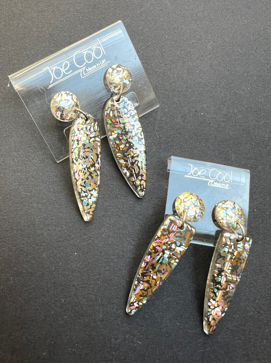 Genuine 1980s Glittery Perspex Earrings - Perfect for The Disco