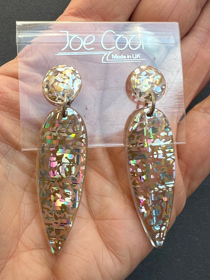Genuine 1980s Glittery Perspex Earrings - Perfect for The Disco