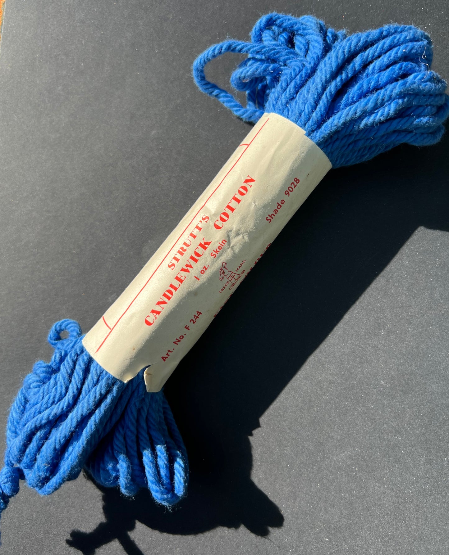 Vintage STRUTT'S 1oz Skein Blue Candlewick Cotton Shade 9028
