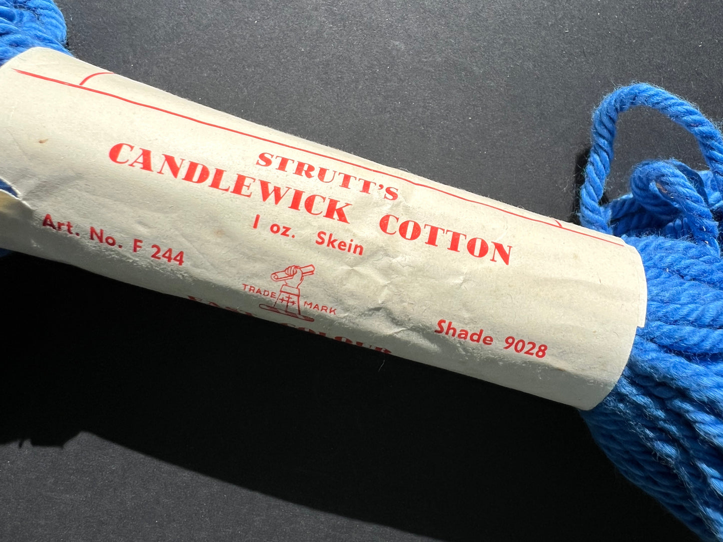 Vintage STRUTT'S 1oz Skein Blue Candlewick Cotton Shade 9028