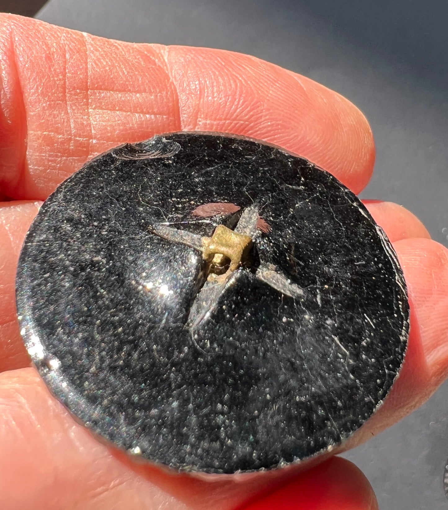 3 Big 3.2cm Ornate Black Glass Buttons (some flaws)
