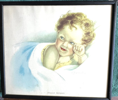 Lot of 3 Artist Signed Framed Baby Prints from the 1930s - 50s.