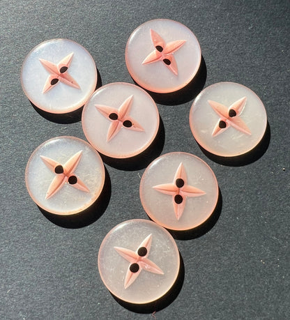 7 Vintage Lucite Apricot Pink 1.5cm Buttons