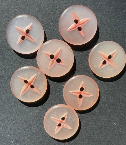 7 Vintage Lucite Apricot Pink 1.5cm Buttons