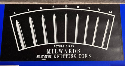 Vintage Sales Reps Sample Box of Milwards Knitting Pins Gauge 9 and 11