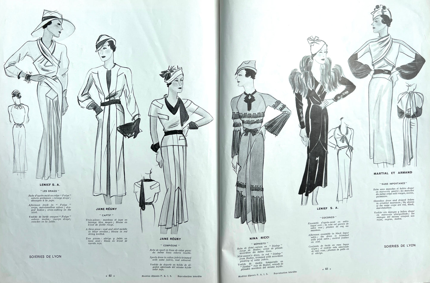 June 1933 L'OFFICIEL DE LA COUTURE - PARIS.. 92 Pages in English and French