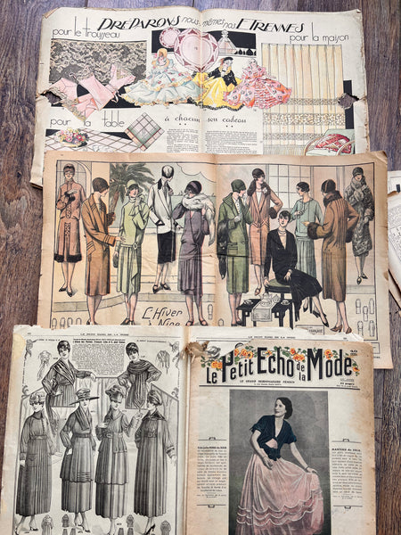Job Lot of Pages from 1917 - 1937 French Magazines Perfect for Scrapbooking etc