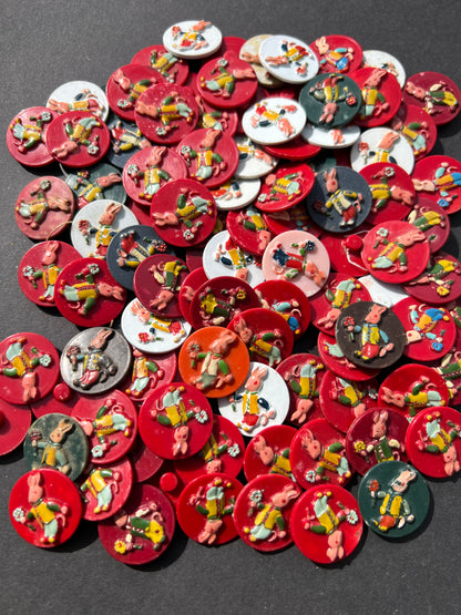 100 Vintage Rabbit Buttons (Slight paint wear)