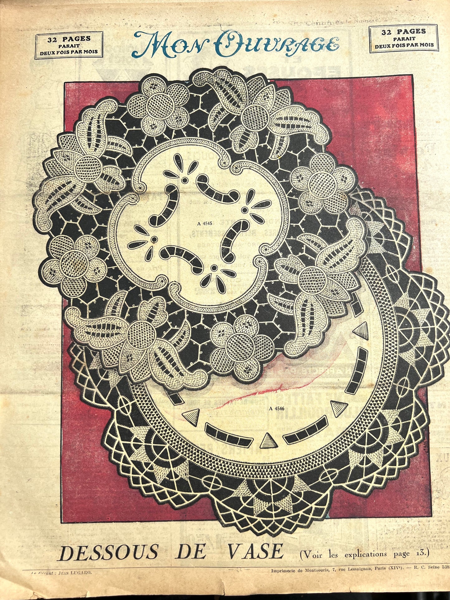 February 1933 French Handicrafts Paper Mon Ouvrage Wonderful Needlework, Interiors, Adverts