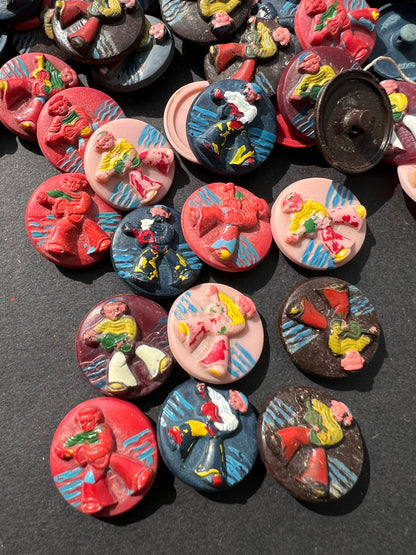 130 Vintage Sailor Buttons with worn paint.