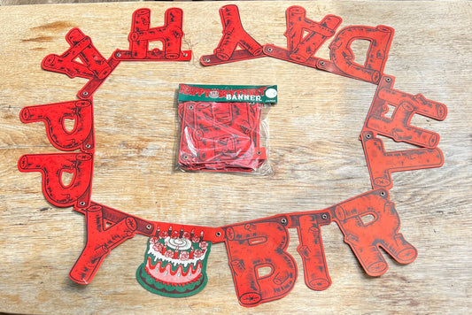 Bizarre 1950s Log Shaped 5ft HAPPY BIRTHDAY Banner.. Made in Japan