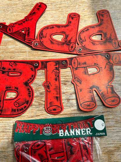 Bizarre 1950s Log Shaped 5ft HAPPY BIRTHDAY Banner.. Made in Japan