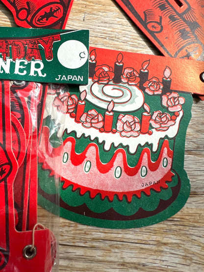 Bizarre 1950s Log Shaped 5ft HAPPY BIRTHDAY Banner.. Made in Japan