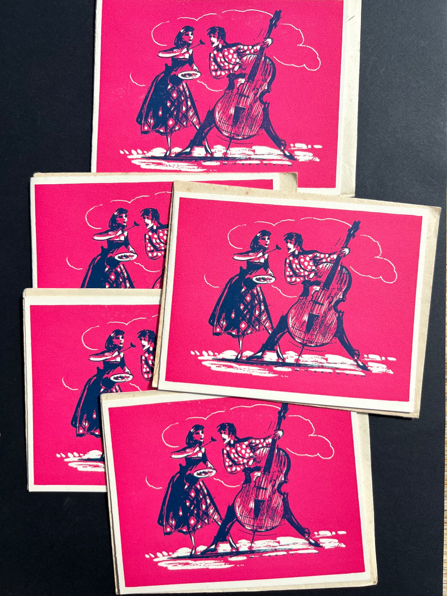 5 x 1950s Christmas Cards (Envelopes a bit stuck to cards !)