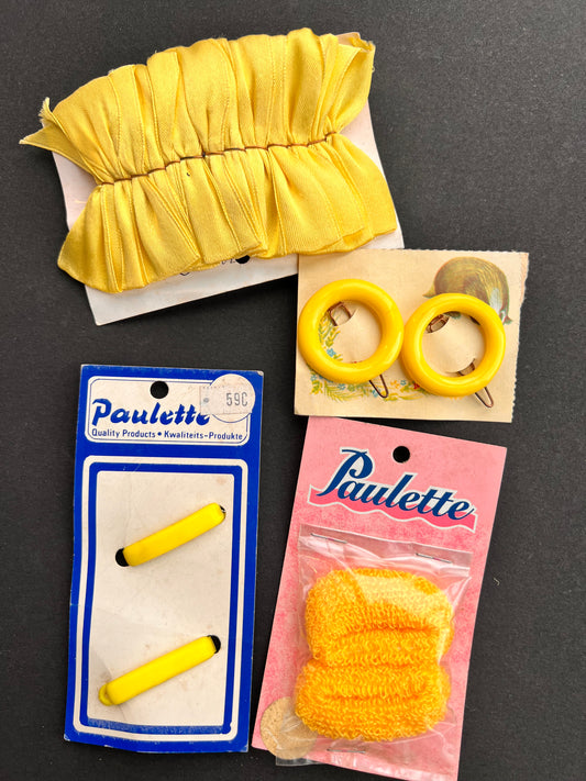 Job Lot of  Vintage Yellow Hair Accessories