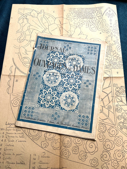 May 1927 French Needlework Magazine with Pattern - Journal des Ouvrages de Dames Interesting Embroidery Fashion Crochet Knitting Interiors Sewing