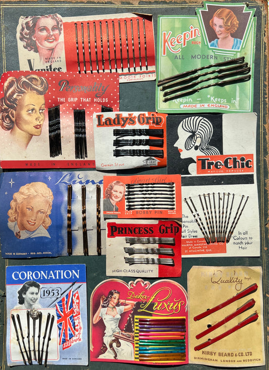 12 1940s/50s Hair Pin Display Cards.