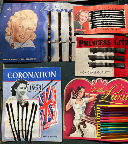 12 1940s/50s Hair Pin Display Cards.