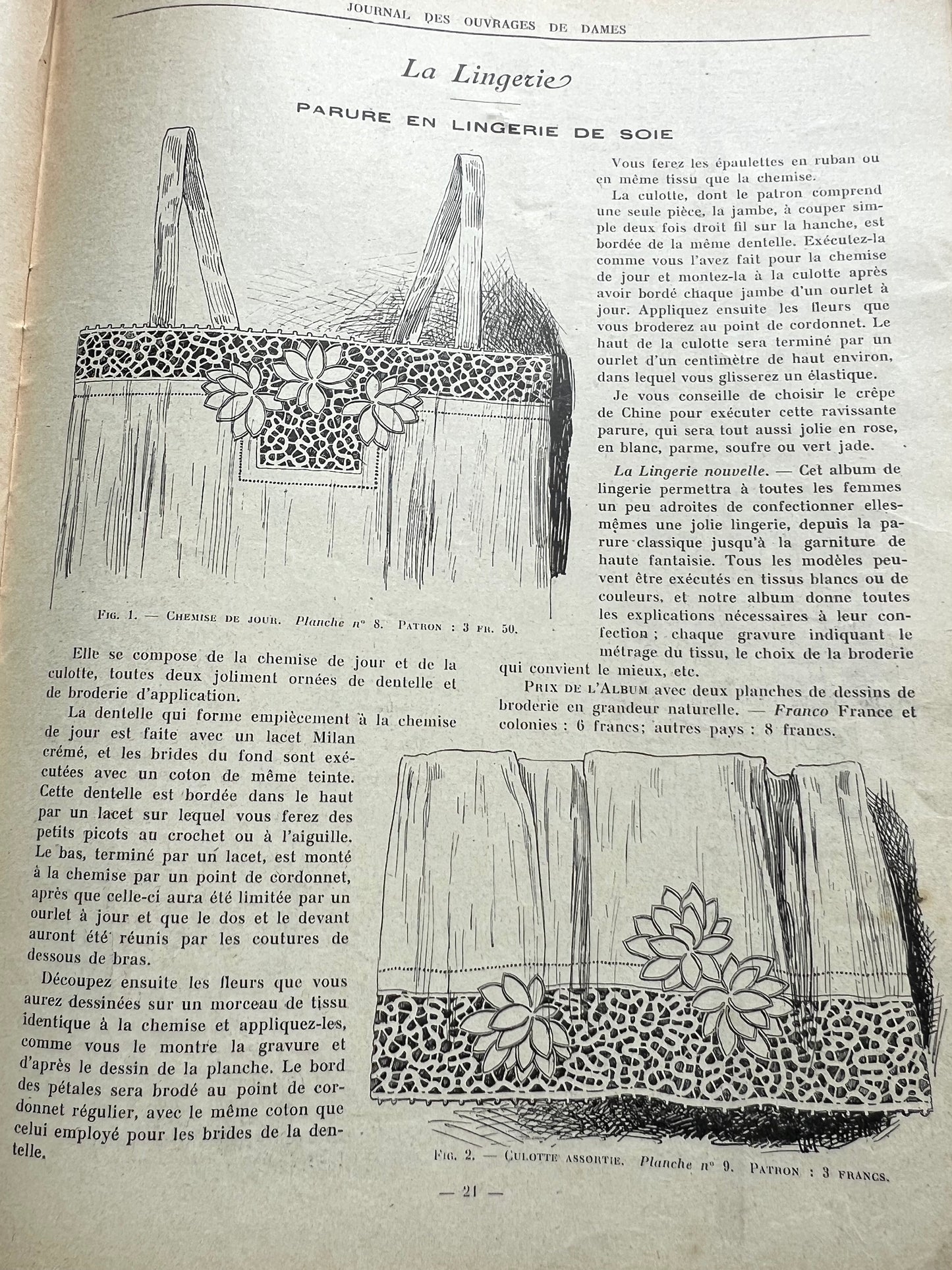 May 1927 French Needlework Magazine with Pattern - Journal des Ouvrages de Dames Interesting Embroidery Fashion Crochet Knitting Interiors Sewing