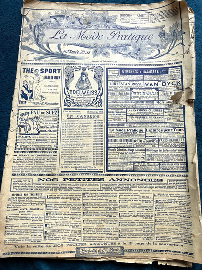 July 1911 French Women's Magazine La Mode Pratique