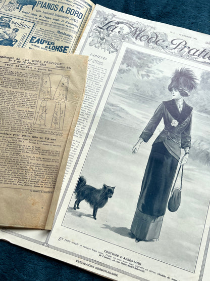 February 1911 French Women's Magazine La Mode Pratique with Skirt  + Top Pattern