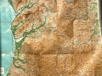 1925 Bartholomew's Half Inch Contoured Map of CENTRAL WALES Sheet 16