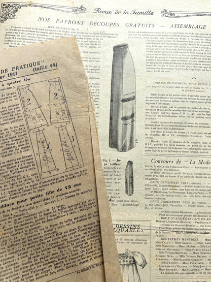 February 1911 French Women's Magazine La Mode Pratique with Skirt  + Top Pattern