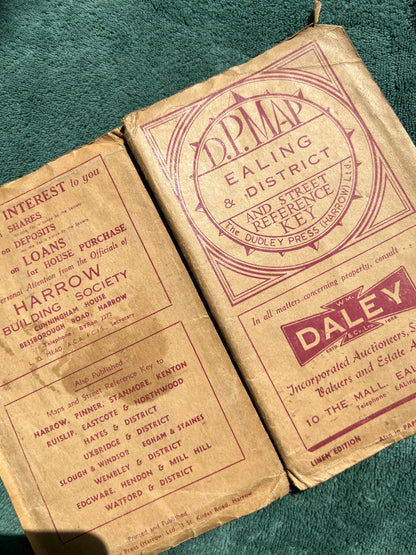 1940s Cloth Map of EALING & DISTRICT