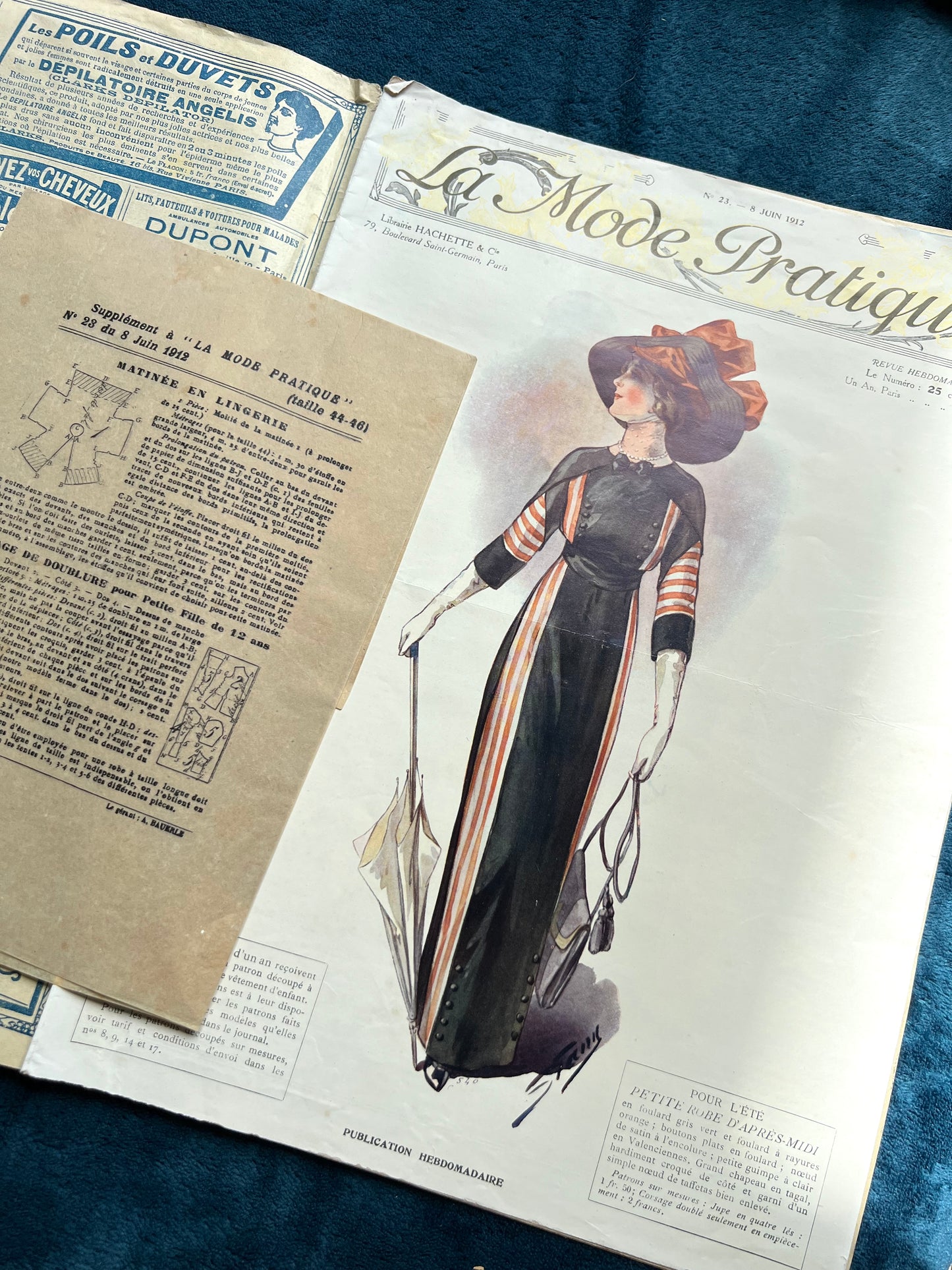 June 1912 French Women's Magazine La Mode Pratique with Pattern