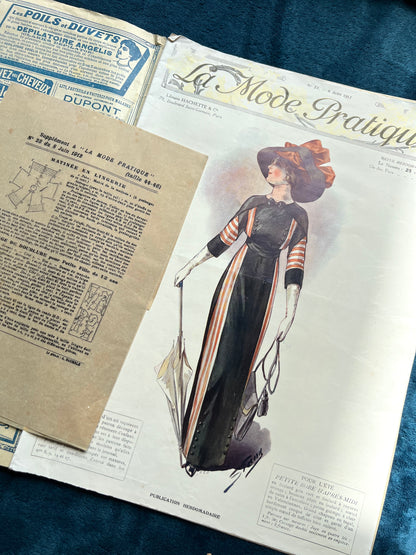 June 1912 French Women's Magazine La Mode Pratique with Pattern