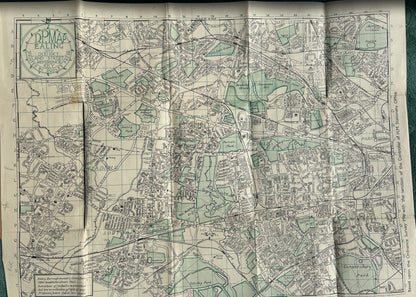 1940s Cloth Map of EALING & DISTRICT
