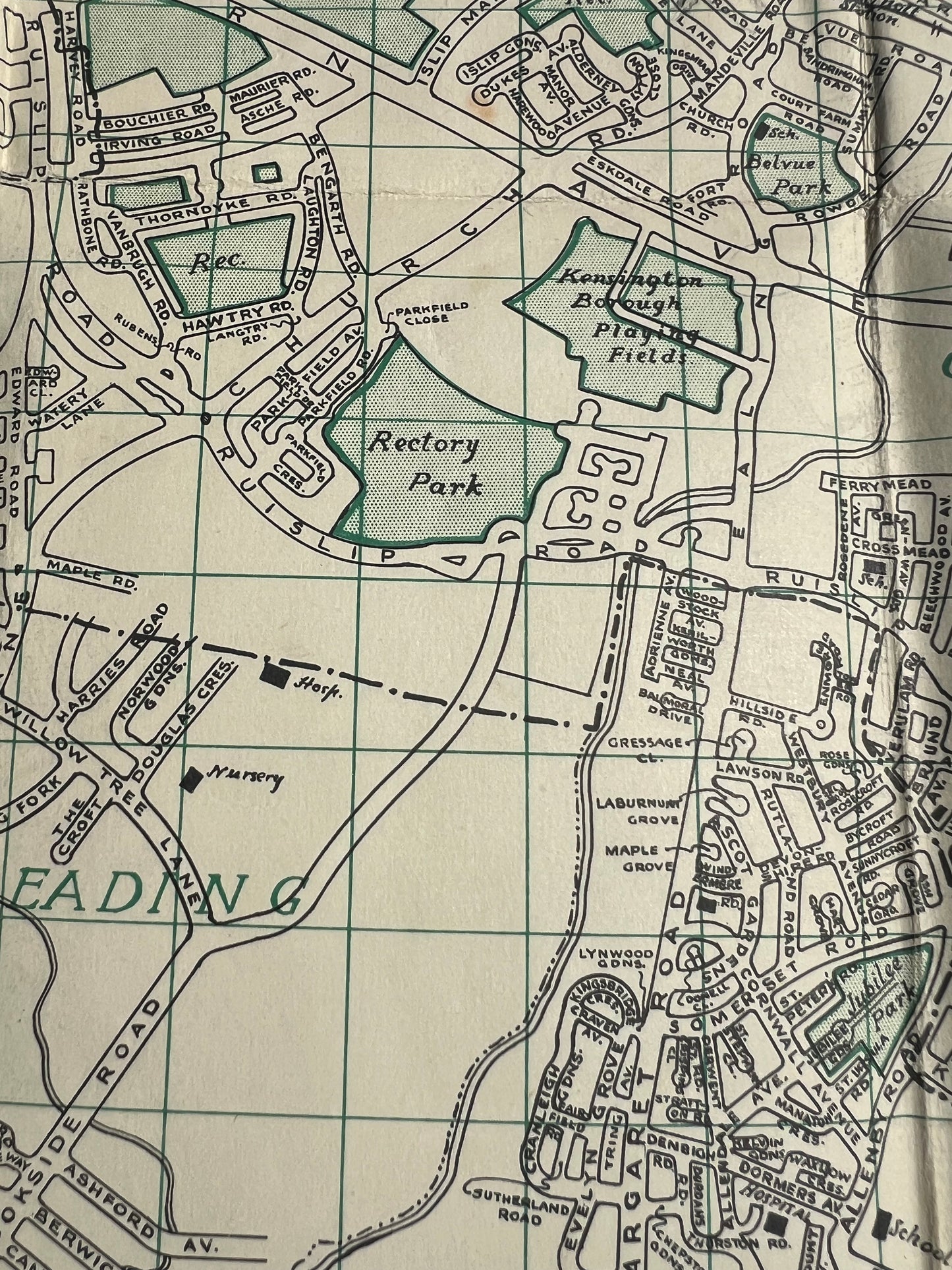 1940s Cloth Map of EALING & DISTRICT