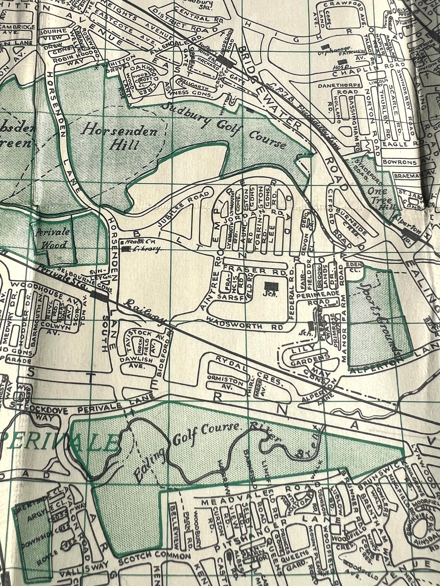 1940s Cloth Map of EALING & DISTRICT