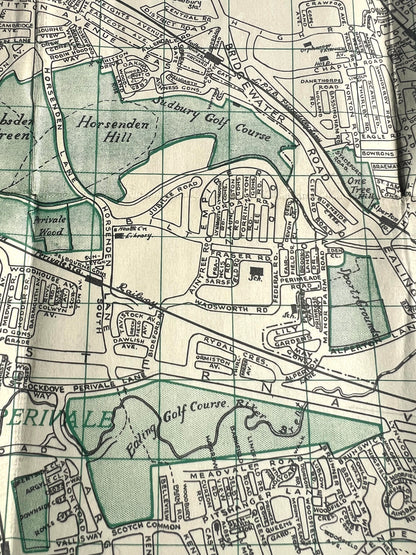1940s Cloth Map of EALING & DISTRICT