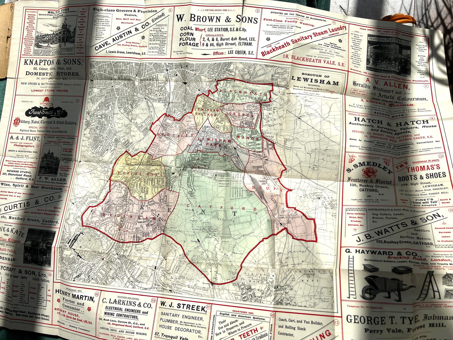 Fascinating 1920s Map of BOROUGH of LEWISHAM