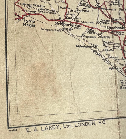1920s CYCLING Map of the Country Around LONDON on Cloth