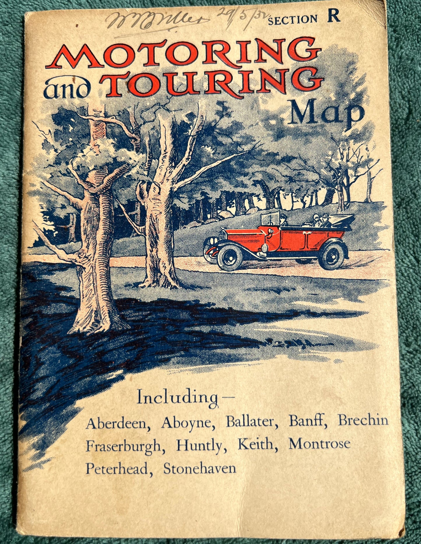 1930s Motoring and Touring Map of The East of Scotland Section R. 3 miles-1"