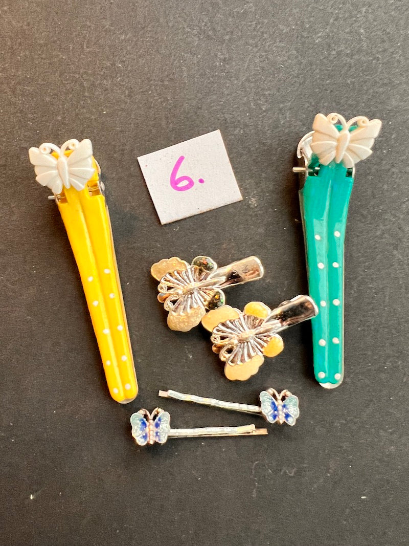Job Lot of 6 Vintage Butterfly Hair Clips (6)