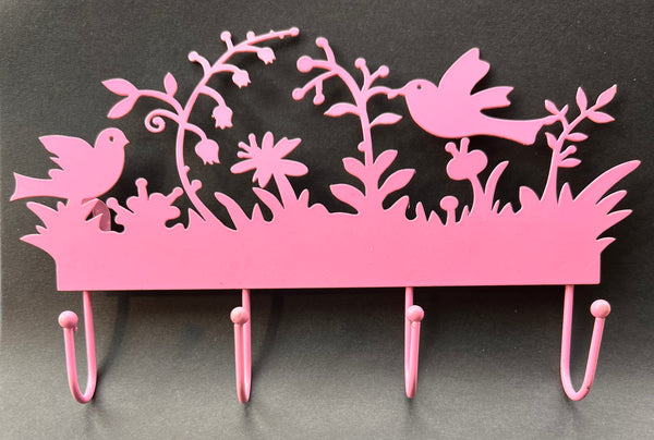 Lovely Pink Metal Bird Hooks