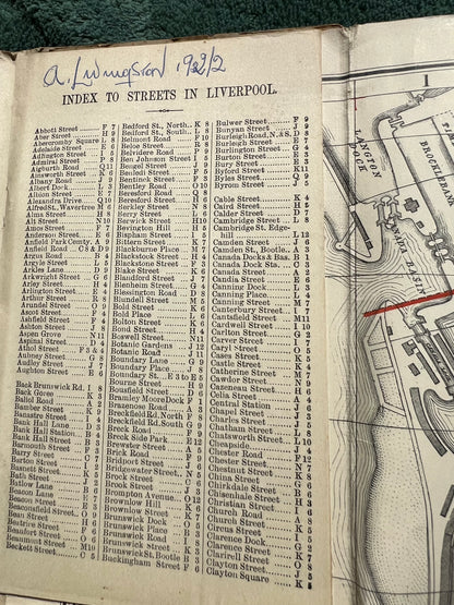 Fascinating 1920s Bacon's Large Scale Plan of LIVERPOOL. Map for Tourists and Cyclists
