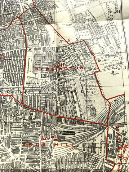Fascinating 1920s Bacon's Large Scale Plan of LIVERPOOL. Map for Tourists and Cyclists