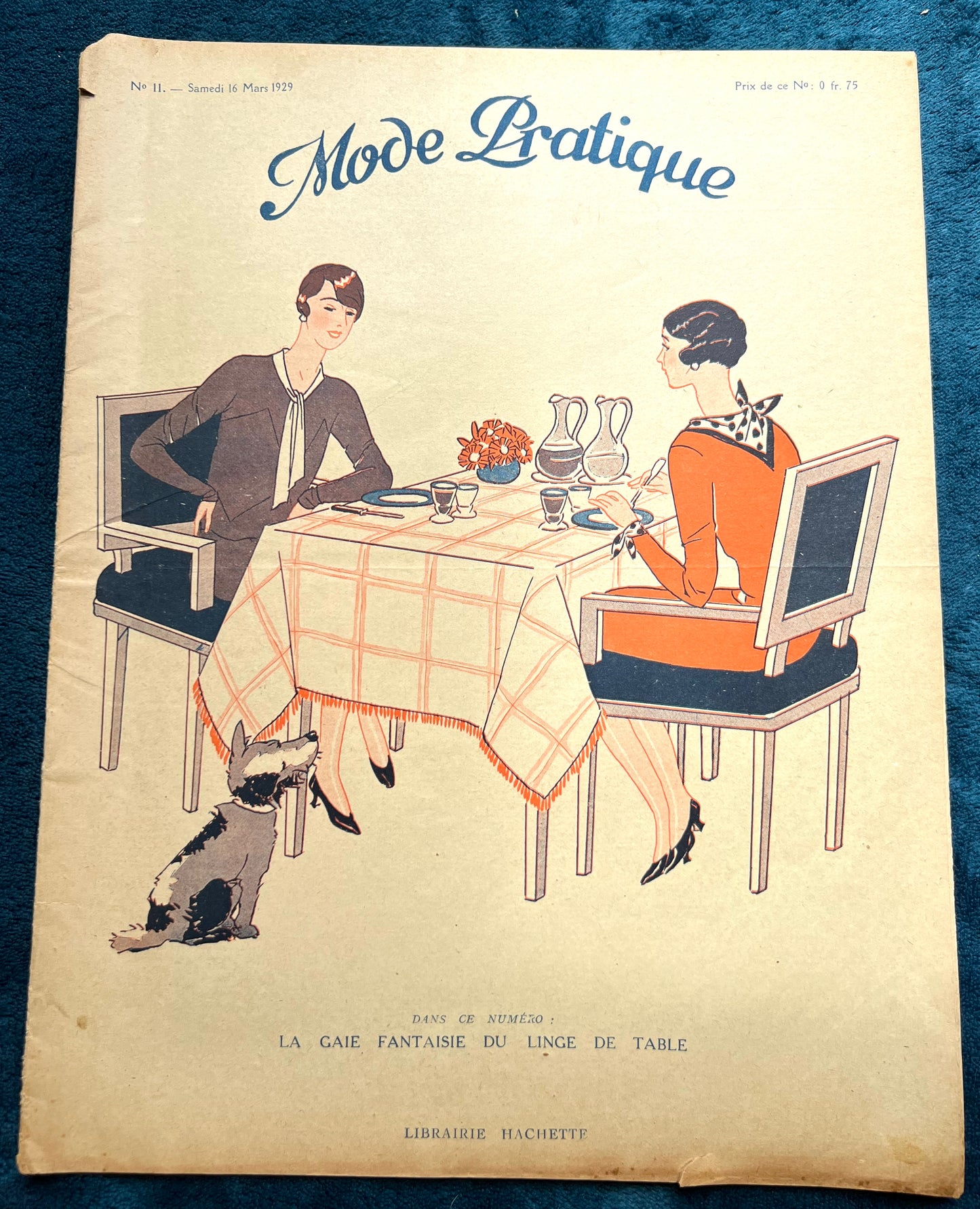 Charming Mealtime Scene on the Cover of March 1929 French Women's Magazine Mode Pratique