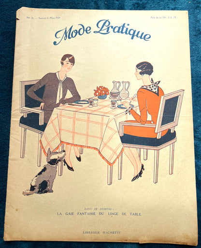 Charming Mealtime Scene on the Cover of March 1929 French Women's Magazine Mode Pratique