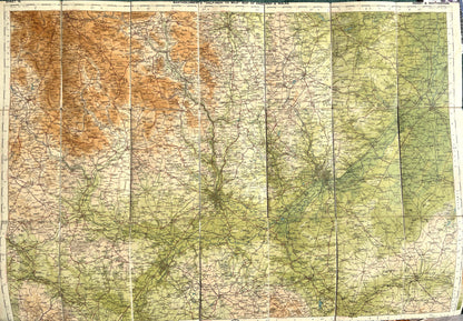 1920s Bartholomew's Dissected Cloth Map of DERBY and NOTTINGHAM Sheet 13