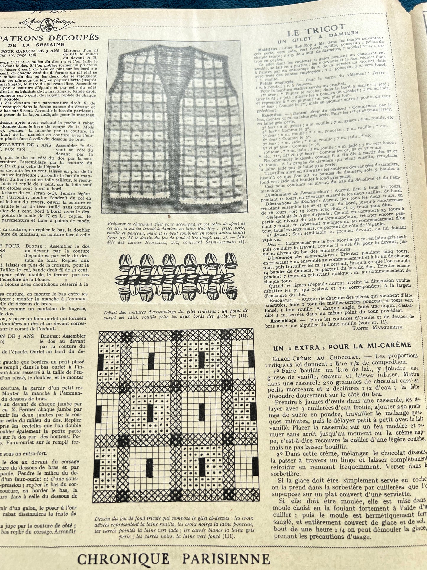 Charming Mealtime Scene on the Cover of March 1929 French Women's Magazine Mode Pratique