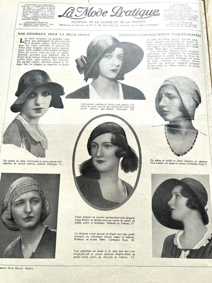 Summer Fashions and Hats in July 1930 French Women's Magazine Mode Pratique