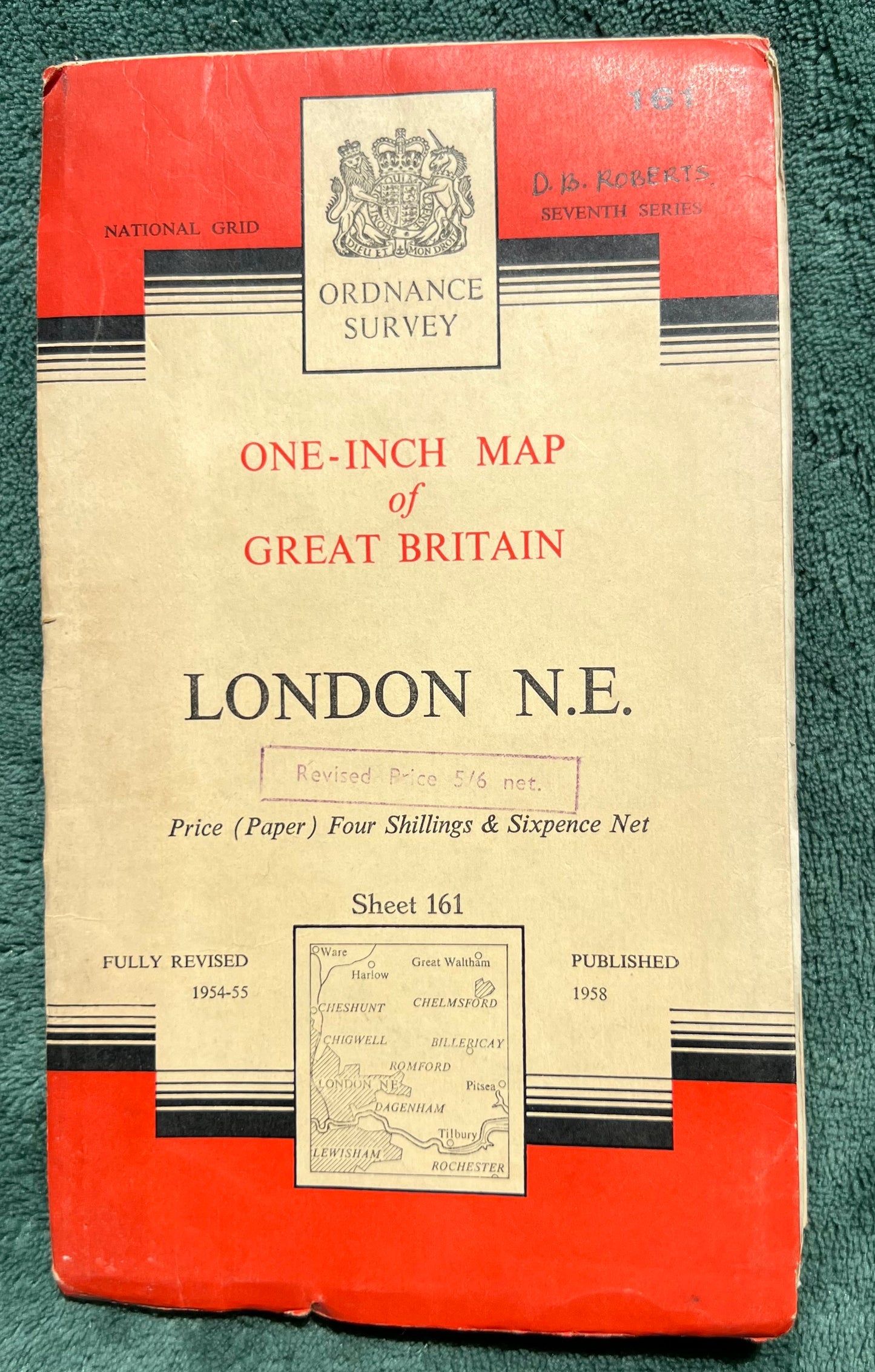 1950s One Inch ORDNANCE SURVEY Map of London N.E. on Paper No 161